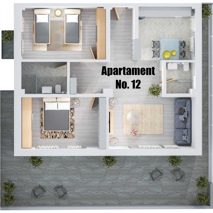 APARTAMENT 3 CAMERE CU TERASA 60 MP || DIRECT DEZVOLTATOR 
